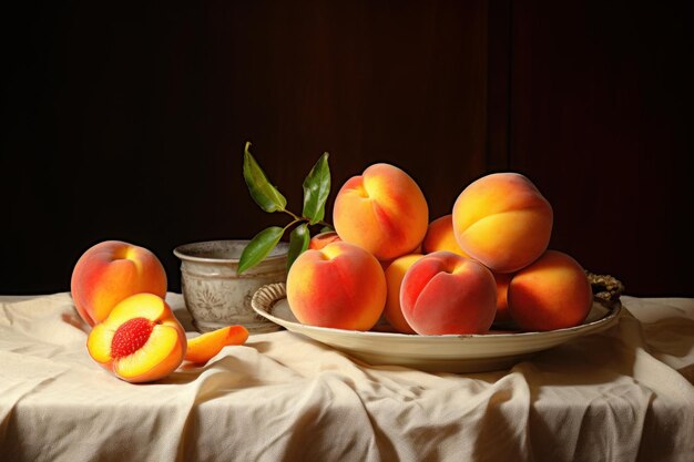 Фото Сладкие персики, фрукты, генерирующие ай