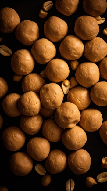 Sweet Peanut Butter Balls Candy Vertical Background