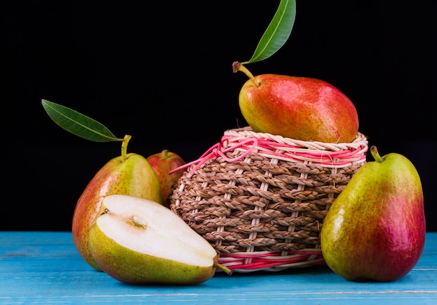 Sweet pears in the basket