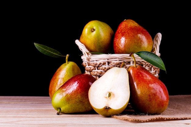 Sweet pears in the basket