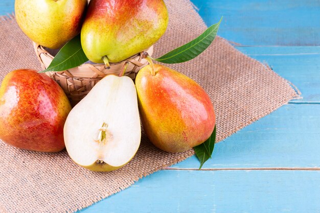 Sweet pears in the basket