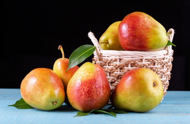 Sweet pears in the basket