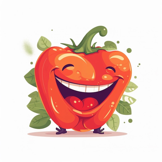 Sweet Pepper Fun Игривый овощ с радостной улыбкой, сгенерированный ИИ