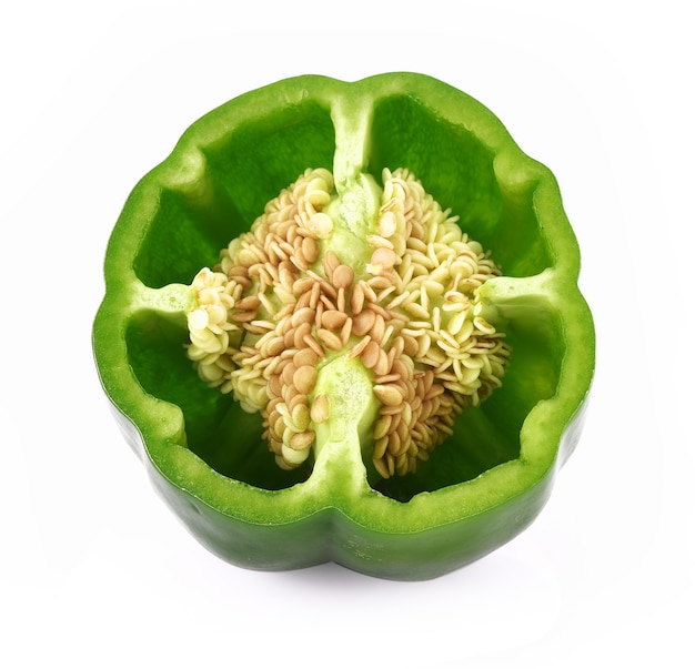 Sweet pepper green on white background