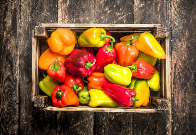 Sweet pepper in an old box.