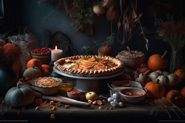 Sweet Pies in autumn Created with generative AI technology