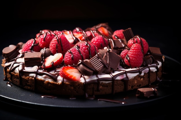 Sweet pizza with chocolate and strawberry