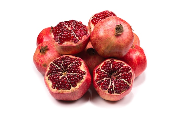 Sweet pomegranate isolated on white background.