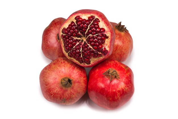 Sweet pomegranate isolated on white background.