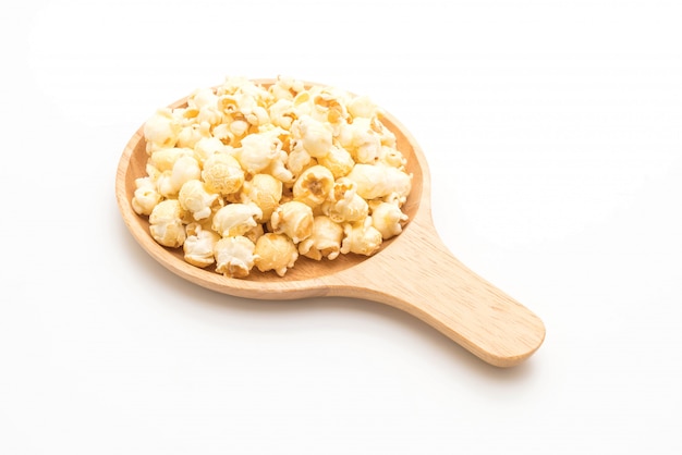 sweet popcorn on white background