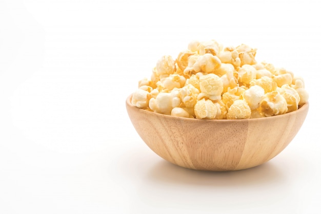 sweet popcorn on white background