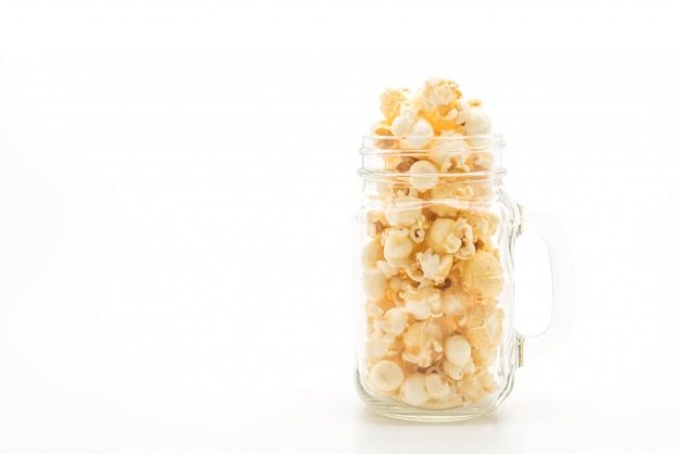 sweet popcorn on white background