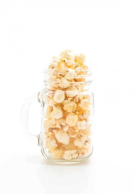 sweet popcorn on white background