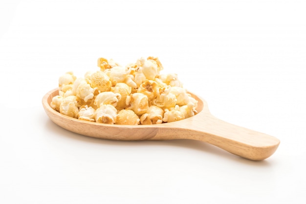 sweet popcorn on white background