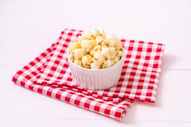 sweet popcorn on wood