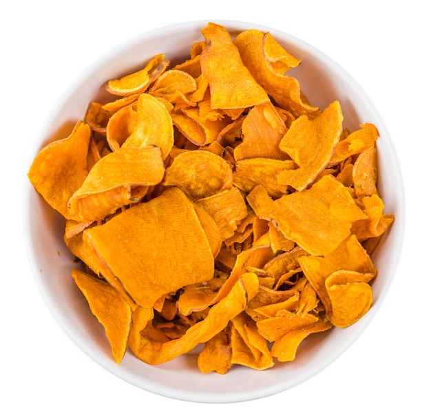 Sweet Potato Chips isolated on white background