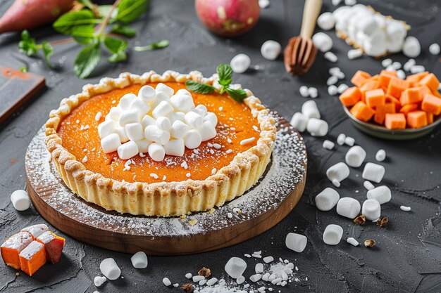 Sweet potato pie with marshmallow topping