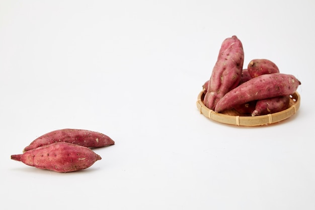 sweet potato on white background.