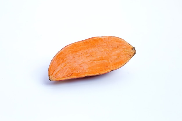 Sweet potato on white background.