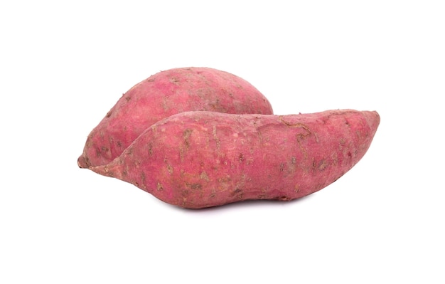 Sweet potato on the white surface