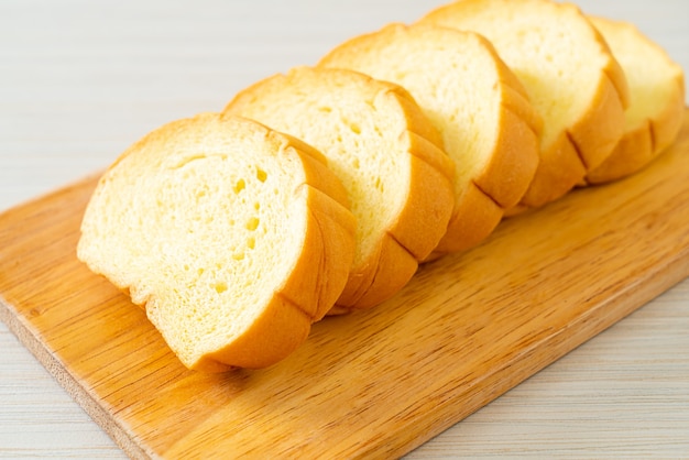 sweet potatoes bread sliced on wood board