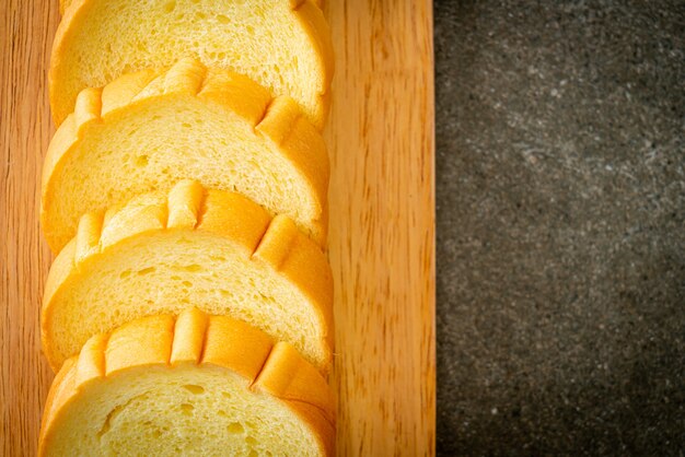 sweet potatoes bread sliced on wood board