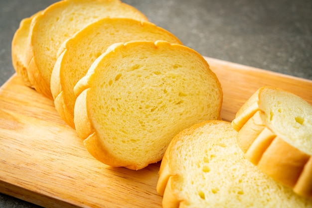 sweet potatoes bread sliced on wood board