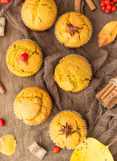 Sweet pumpkin carrot muffins with spices