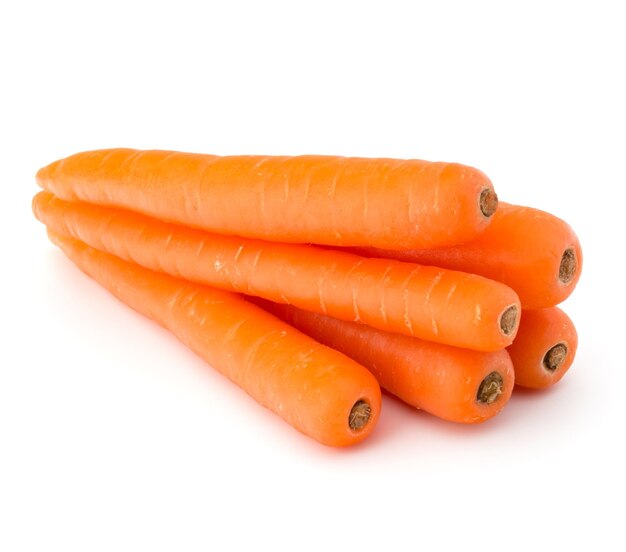 Sweet raw carrot tuber isolated on white background cutout