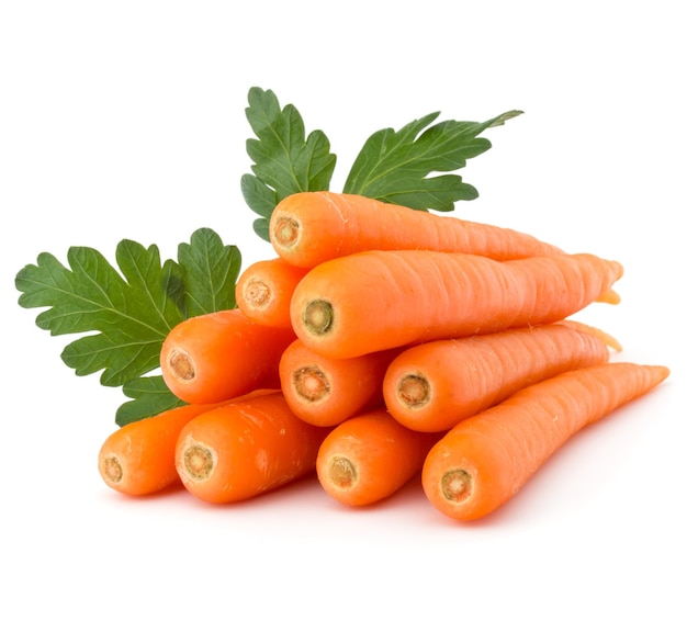 Sweet raw carrot tuber isolated on white background cutout