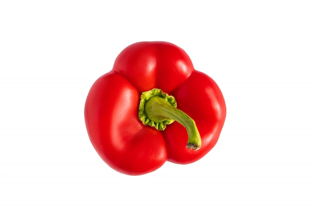 Sweet red bell pepper on a white background.