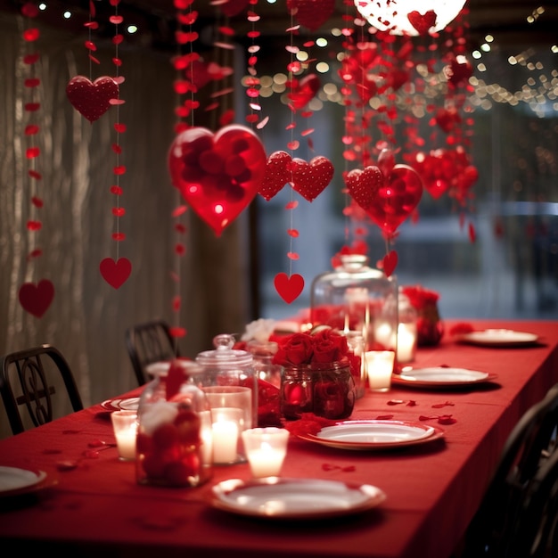 Sweet in Red Valentines Day Dinner Table