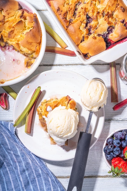 Sweet rhubarb cobbler pie