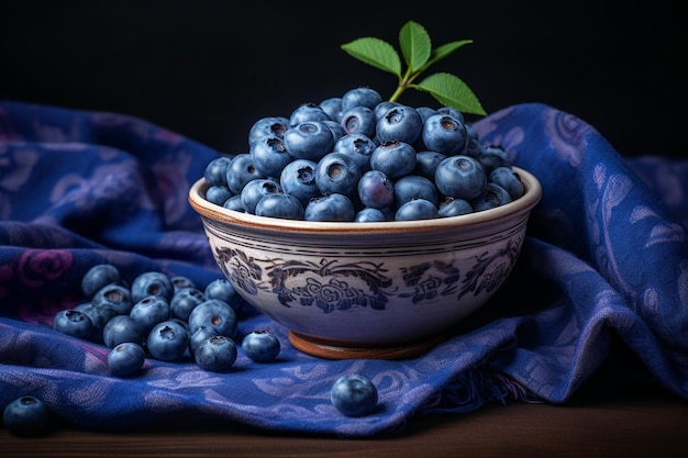 Sweet ripe blueberry in the bowl