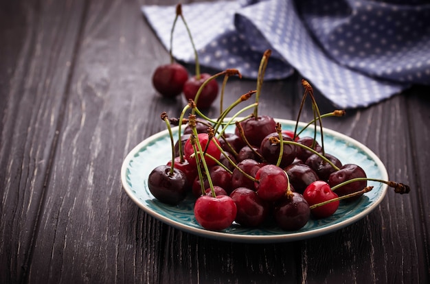 Sweet ripe cherry in bowl