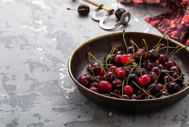 Sweet ripe cherry in bowl