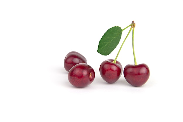 Sweet ripe cherry isolated on white