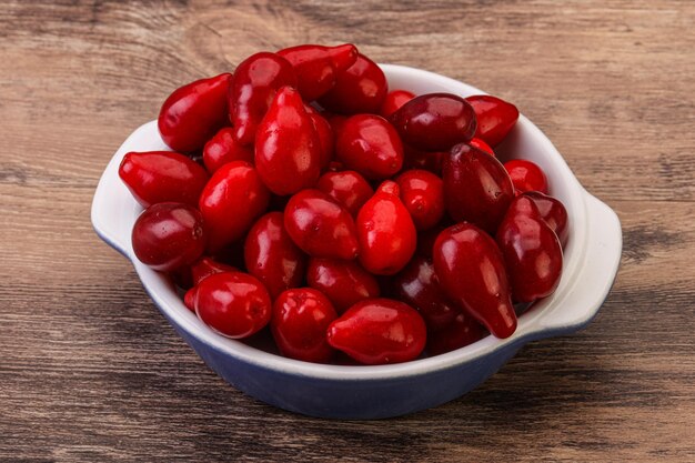 Sweet and ripe cornel berries