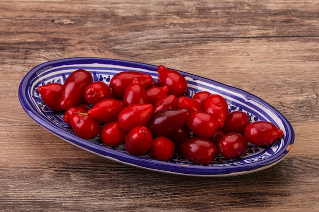 Sweet and ripe cornel berries