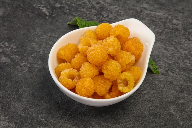 Sweet ripe tasty yellow raspberry