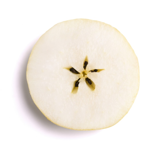 Photo sweet round pear slice isolated