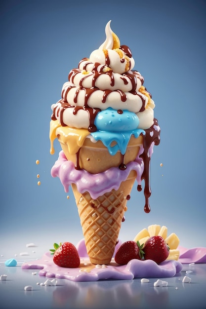 Sweet Sensations A Mouthwatering Ice Cream Delight on a Crispy Waffle Cone