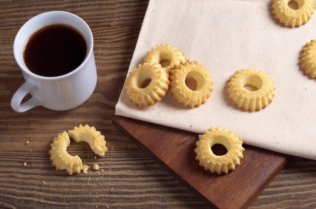 Sweet shortbread cookies and coffee