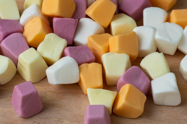 Sweet soft pastel colored marshmallow Colorful soft candies