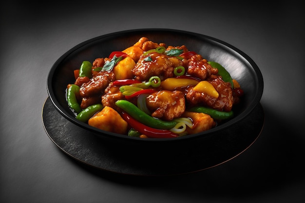 Sweet and sour pork chinese cuisine popular dish