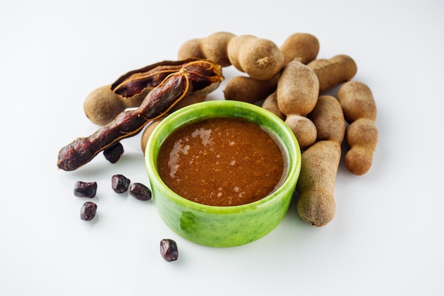 sweet and sour tamarind sauce on a white background