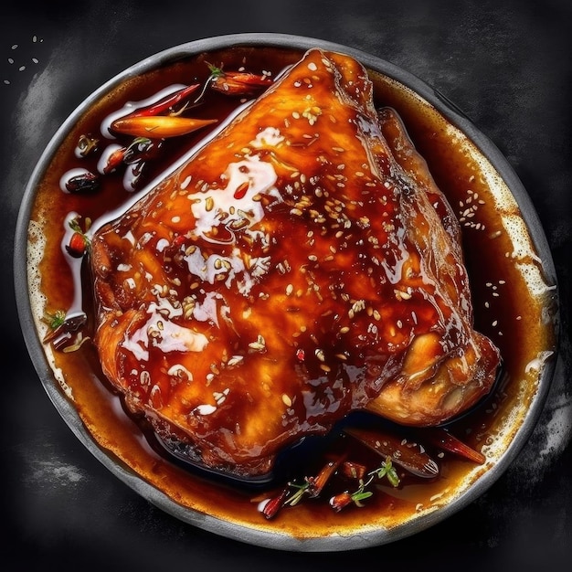 A sweet and spicy glaze made with honey soy sauce and ginger perfect for chicken or pork