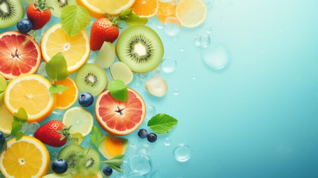 Sweet spring or summer fresh juice fruits AI generative