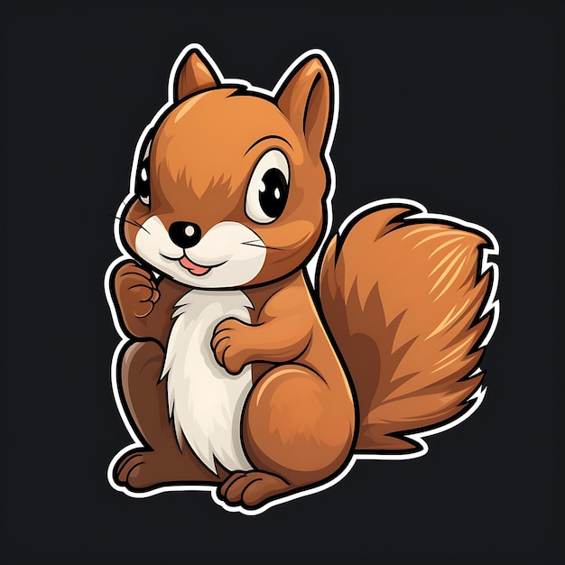 Photo sweet squirrel sticker illustration on solid background