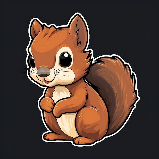 Photo sweet squirrel sticker illustration on solid background